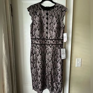 Black and Taupe lace and mesh party dress